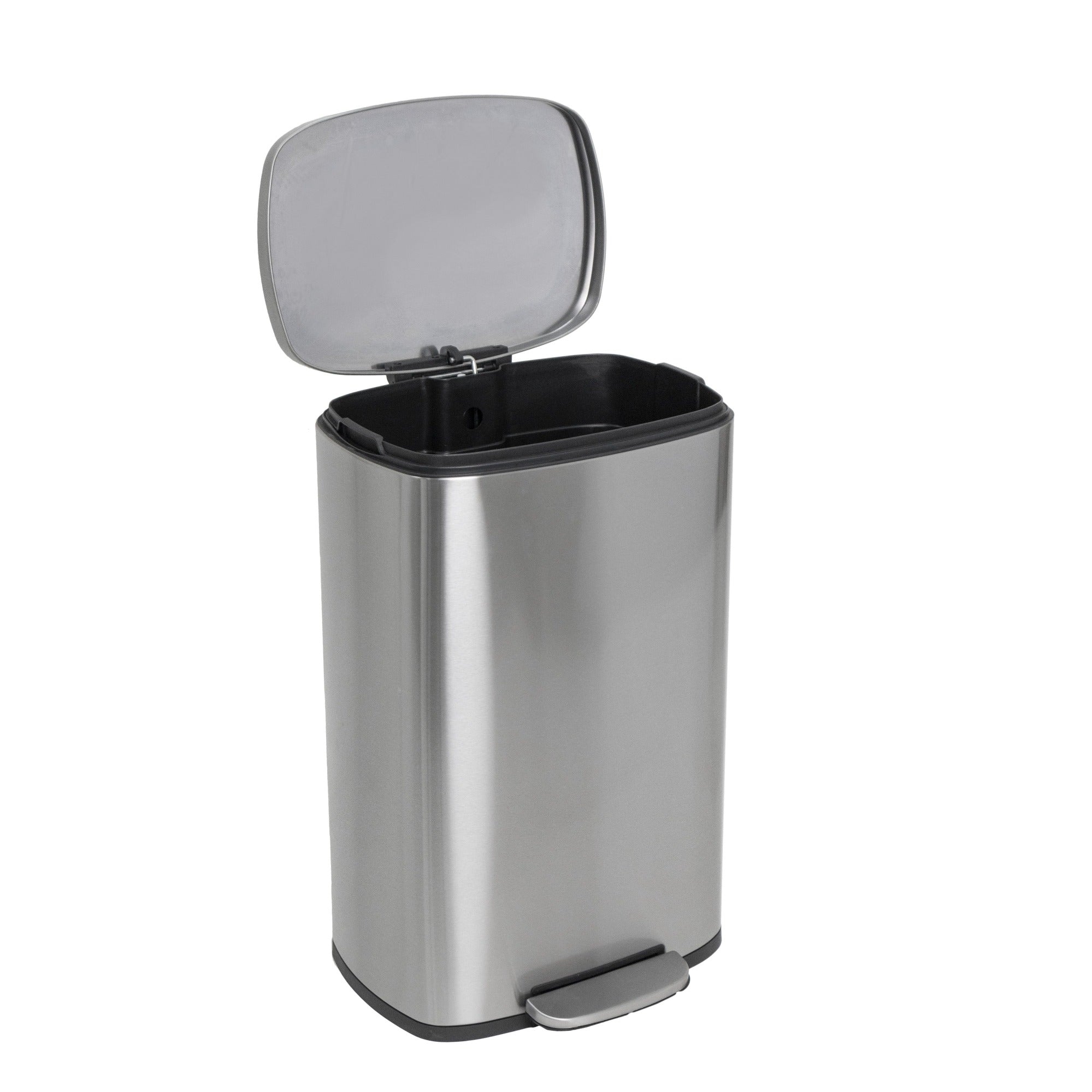 ADMIRAL Design 50L pedal kitchen trash can in brushed stainless steel with bucket and soft closing - REDDECO.com