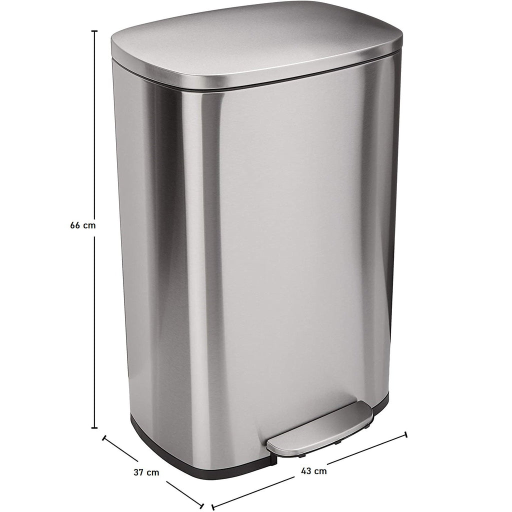 ADMIRAL Design 50L pedal kitchen trash can in brushed stainless steel with bucket and soft closing - REDDECO.com