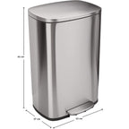 ADMIRAL Design 50L pedal kitchen trash can in brushed stainless steel with bucket and soft closing - REDDECO.com