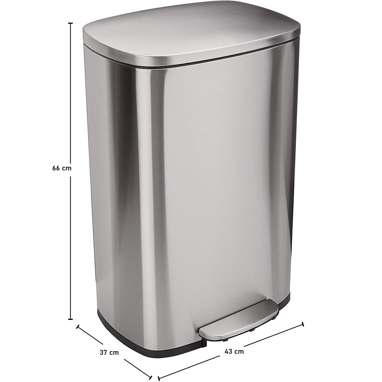 ADMIRAL Design 50L pedal kitchen trash can in brushed stainless steel with bucket and soft closing - REDDECO.com