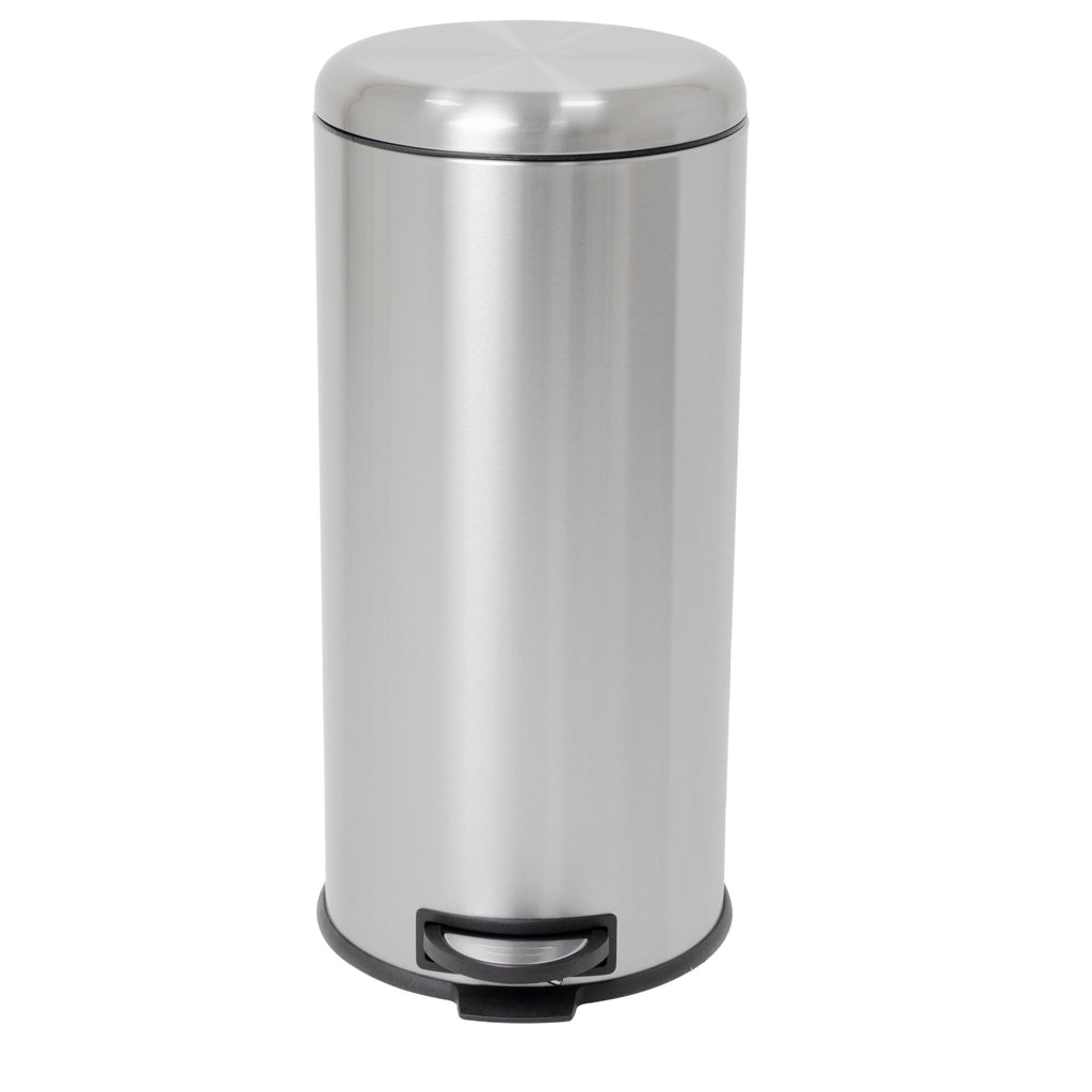 Papelera de cocina básica con pedal y tapa curva URBAN 30L de acero inoxidable cepillado - REDDECO.com
