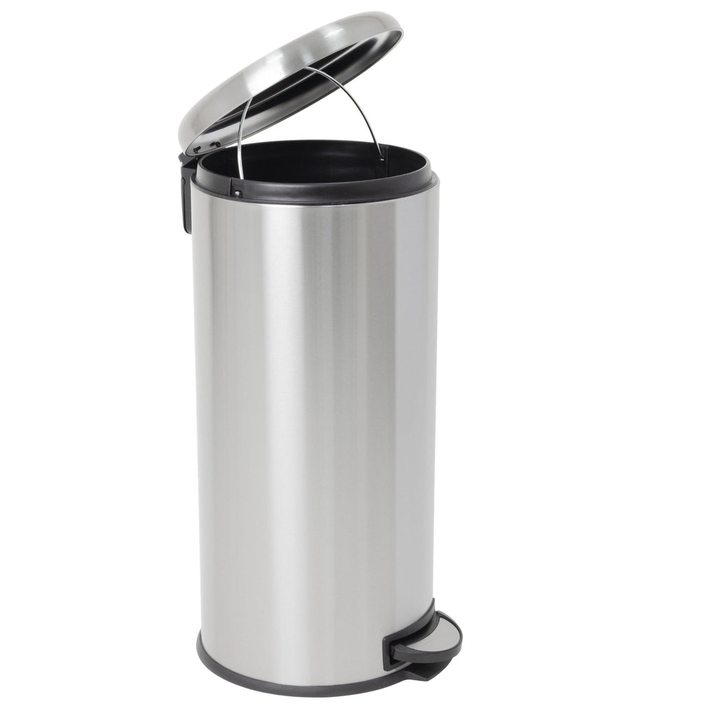 Papelera de cocina básica con pedal y tapa curva URBAN 30L de acero inoxidable cepillado - REDDECO.com