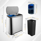 Empire 60L Selective Sorting Bin - Stainless Steel