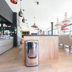 MAJESTIC large capacity 58L automatic kitchen trash can in stainless steel with strapping - REDDECO.com