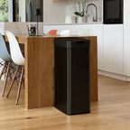 Automatic kitchen trash can 90L SILVERLAKE BLACK in stainless steel with strapping Butterfly opening large capacity