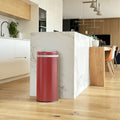 Papelera automática de cocina 42L SOHO Rojo mate en acero inoxidable con flejes