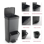 Picea - Cubo con pedal para reciclaje selectivo 70L - Blanco