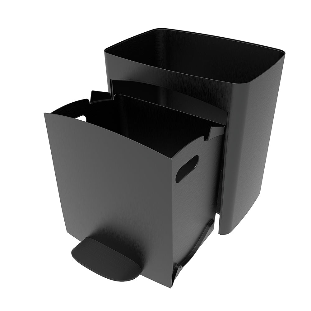 Picea - Cubo con pedal para reciclaje selectivo 70L - Blanco