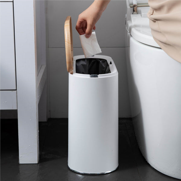 Papelera de baño de empuje estrecho 10L ALDO Color madera con cubo