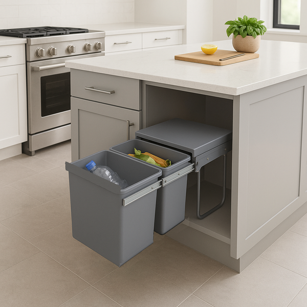 Papelera de cocina corredera empotrable 2 compartimentos 36L (2x18L) HYPE con cubo