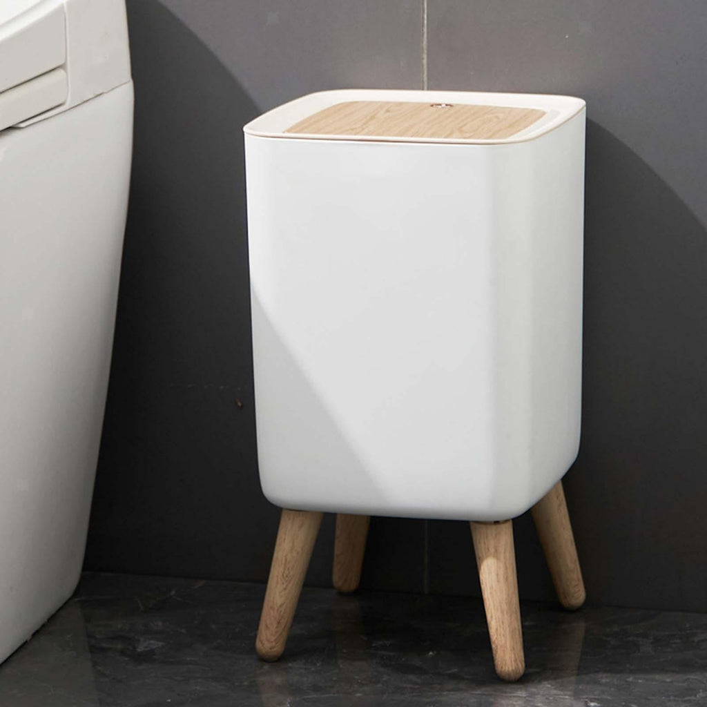 Malmo Push Bathroom Bin - 10L - Wood