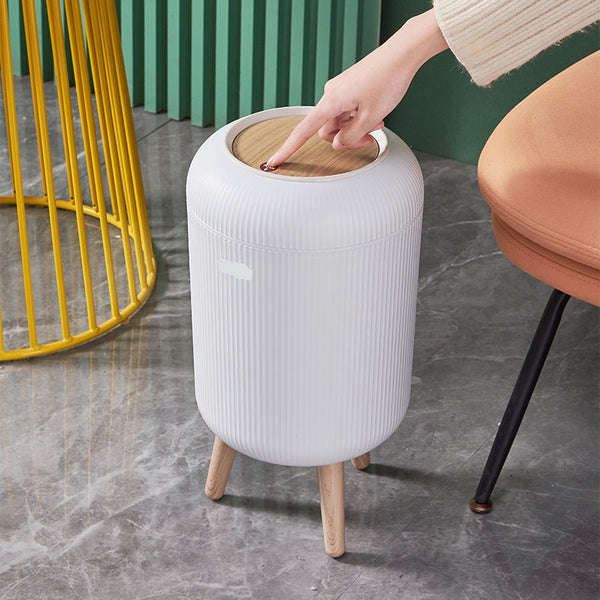 9L LIMO Touch Bathroom Freestanding Trash Can Wood Color