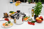 Autocuiseur cocotte minute à étrier Ø24cm 8L CLASSIQUE en acier Inox avec panier cuisson - REDDECO.com