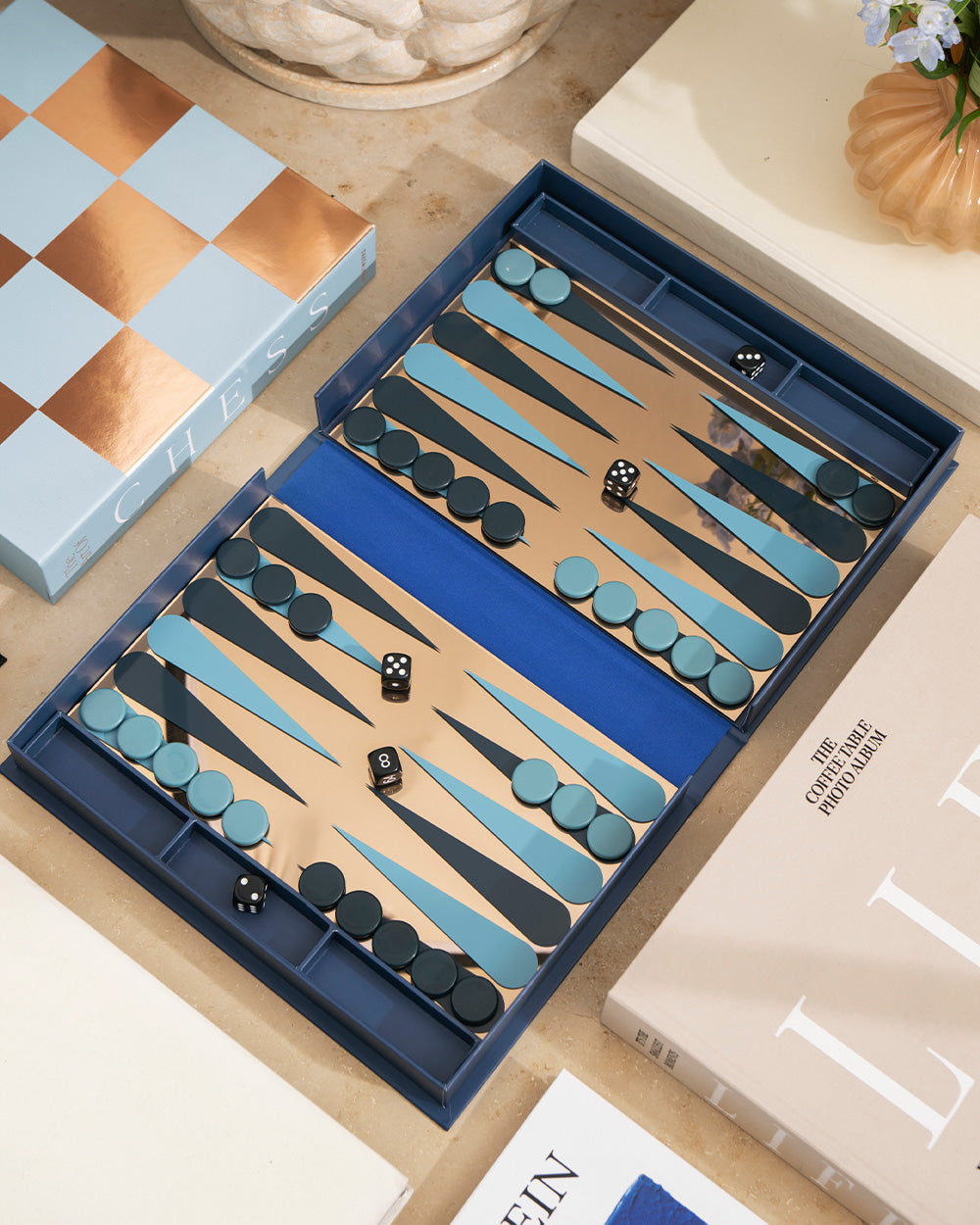 Classique - Art Of Backgammon Mirror/Bleu Foncé/Cuivre