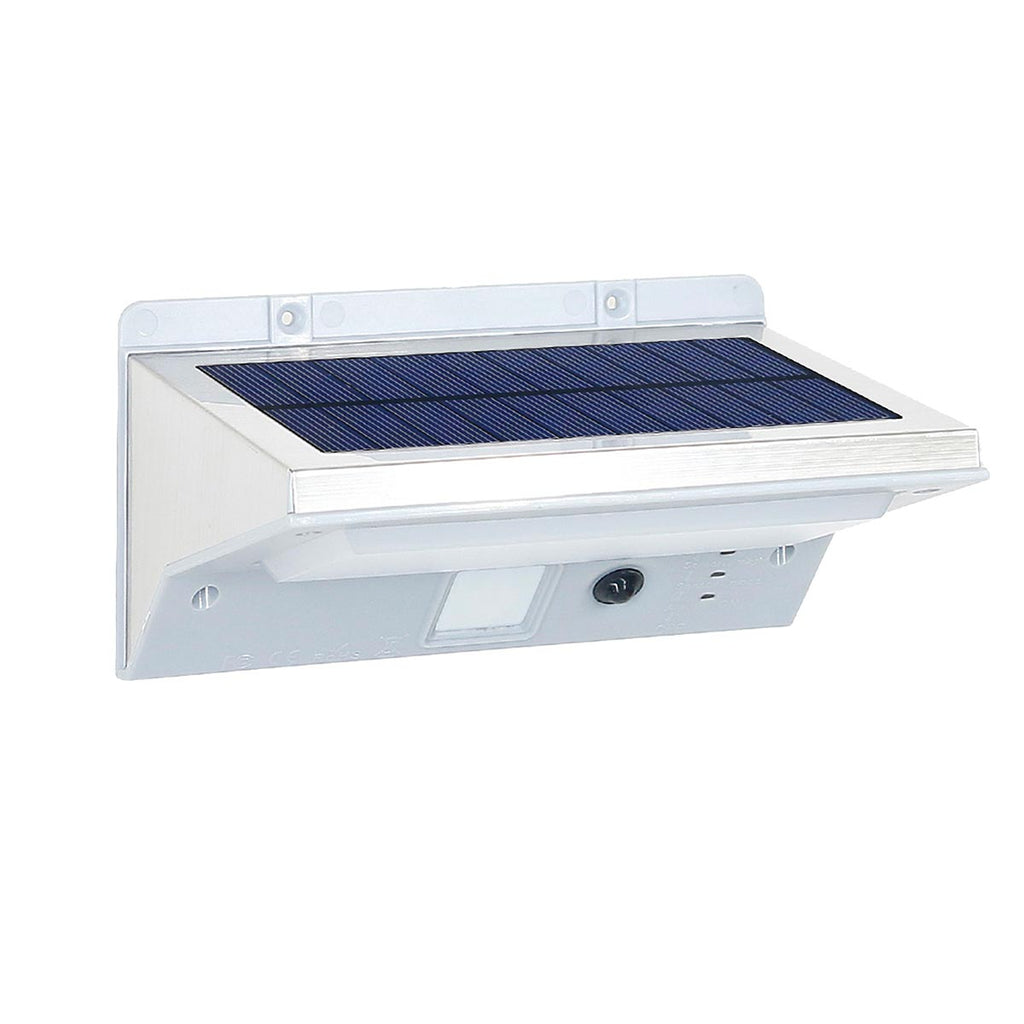 Proyector solar Aplique de acero inoxidable potente iluminación LED blanca DERBY H16cm con detector de movimiento 3 modos - REDDECO.com