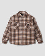 Quilted Plaid Overshirt - Brown