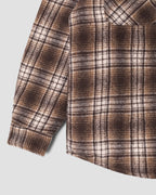 Quilted Plaid Overshirt - Brown