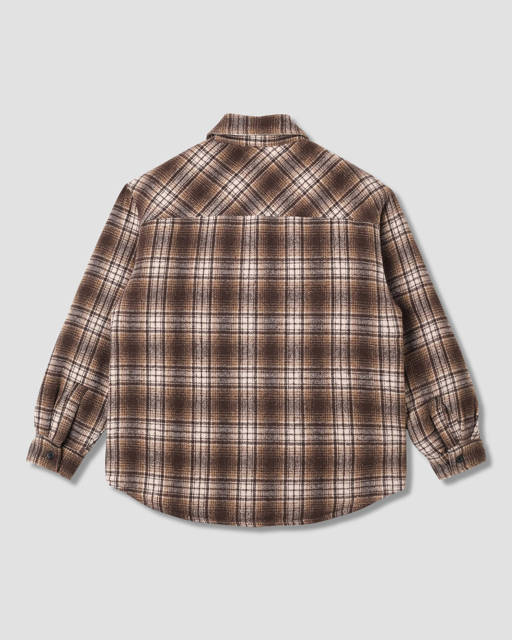 Quilted Plaid Overshirt - Brown