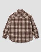 Quilted Plaid Overshirt - Brown