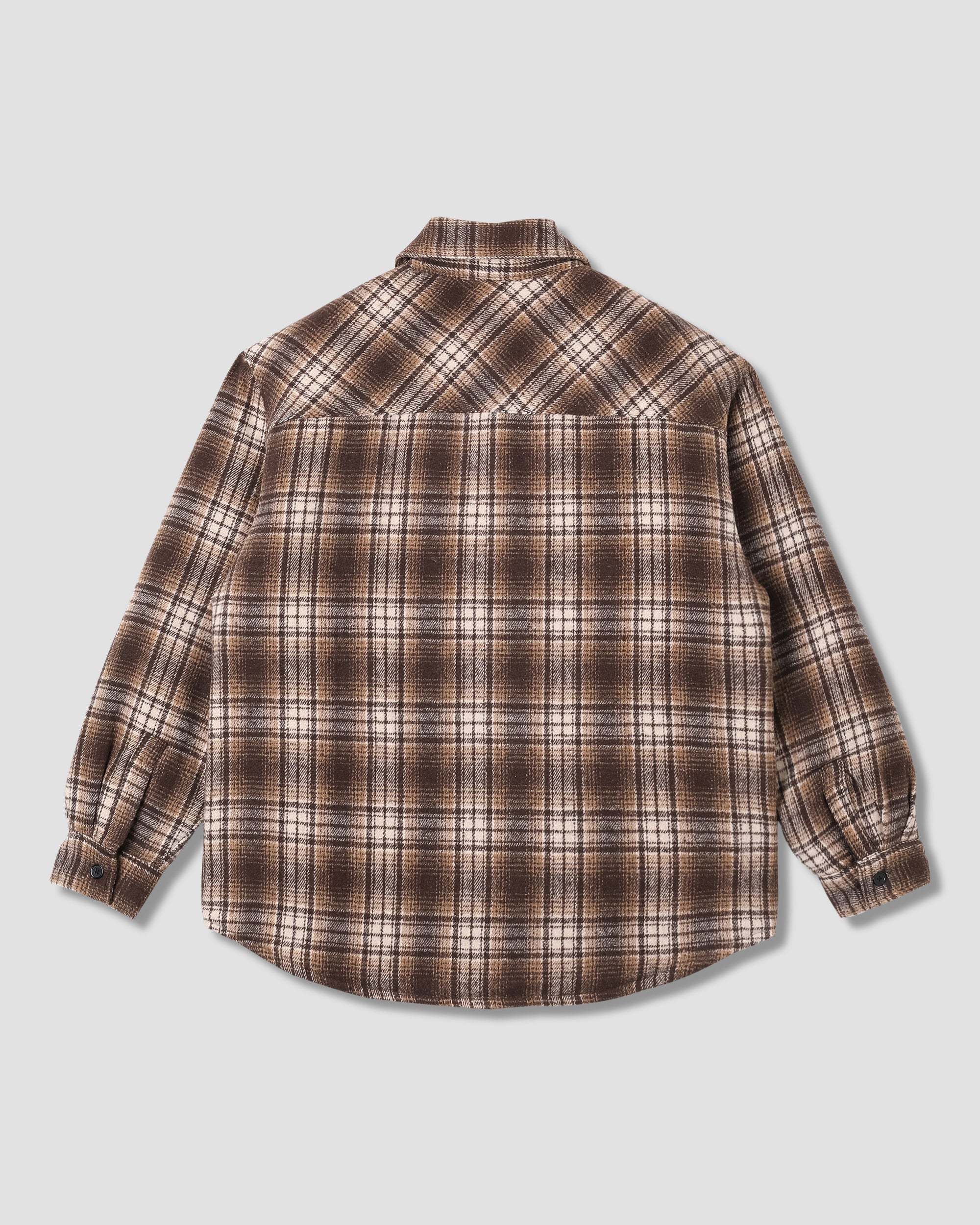 Quilted Plaid Overshirt - Brown