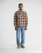 Quilted Plaid Overshirt - Brown