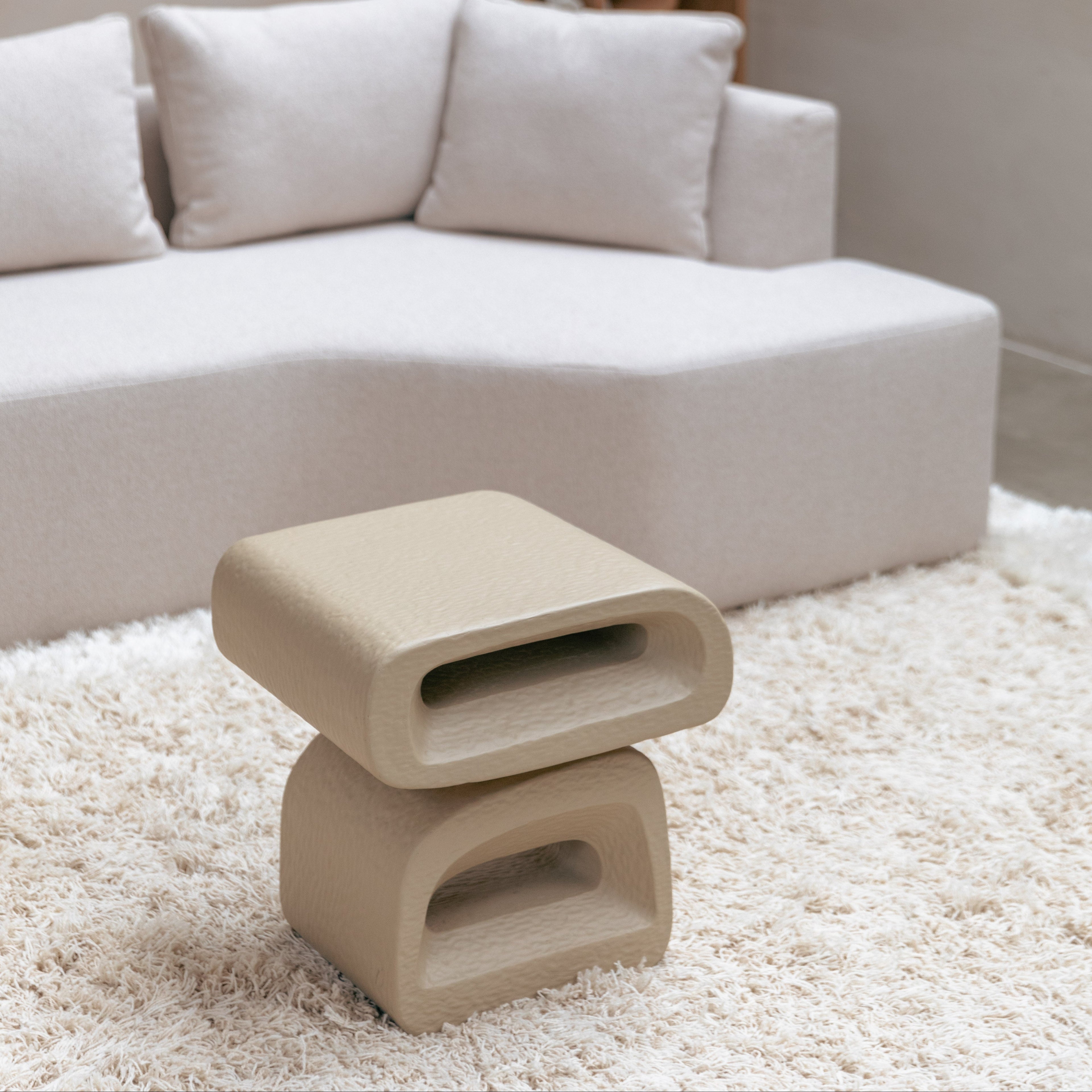 Eddy - Table D'Appoint - Résine - Beige