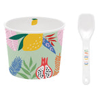 Tutti Frutti - Set De 4 Coupes À Glace Avec Cuillères 4 Décors Assortis - Porcelaine - Multicolore
