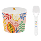 Tutti Frutti - Set De 4 Coupes À Glace Avec Cuillères 4 Décors Assortis - Porcelaine - Multicolore