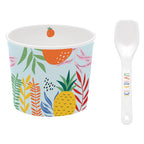 Tutti Frutti - Set De 4 Coupes À Glace Avec Cuillères 4 Décors Assortis - Porcelaine - Multicolore