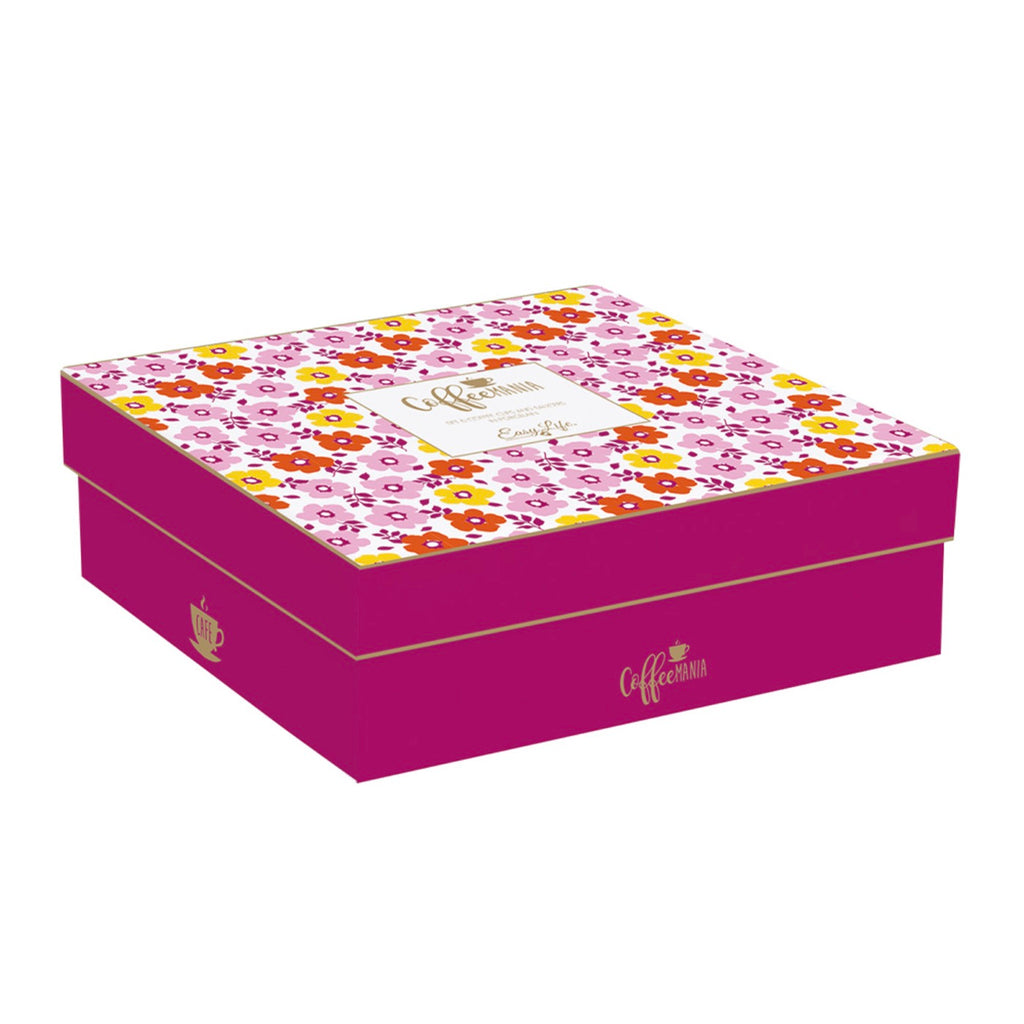 Flower Power - Set De 6 Tasses À Café Avec Soucoupes - Porcelaine - Jaune