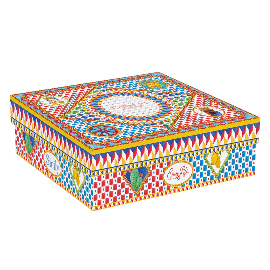 Sicily - Set De 6 Tasses À Café Avec Soucoupes - Porcelaine - Multicolore