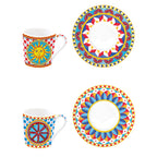 Sicily - Set De 6 Tasses À Café Avec Soucoupes - Porcelaine - Multicolore