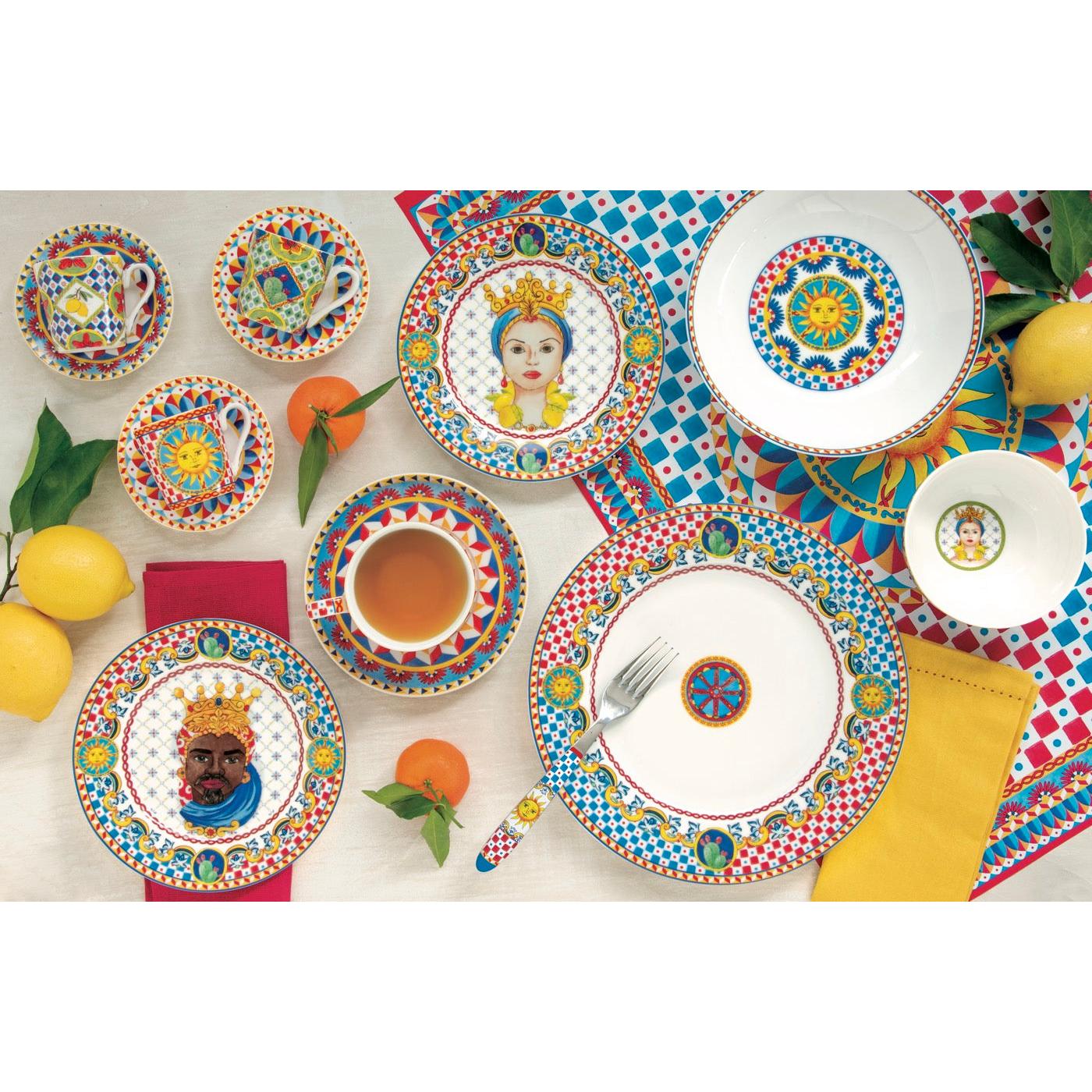 Sicily - Set De 6 Tasses À Café Avec Soucoupes - Porcelaine - Multicolore