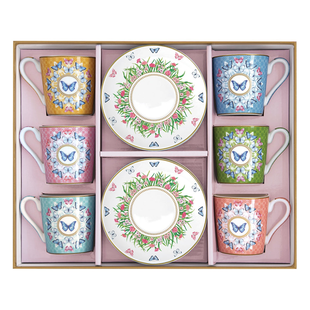 Spring Parade - Set De 6 Tasses À Café Avec Soucoupes - Porcelaine - Multicolore