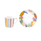 Tutti Frutti - Set De 6 Tasses À Café Avec Soucoupes - Porcelaine - Multicolore