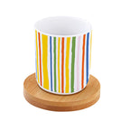 Tutti Frutti - Set De 6 Tasses À Café Avec Soucoupes En Bambou - Porcelaine Et Bambou - Multicolore