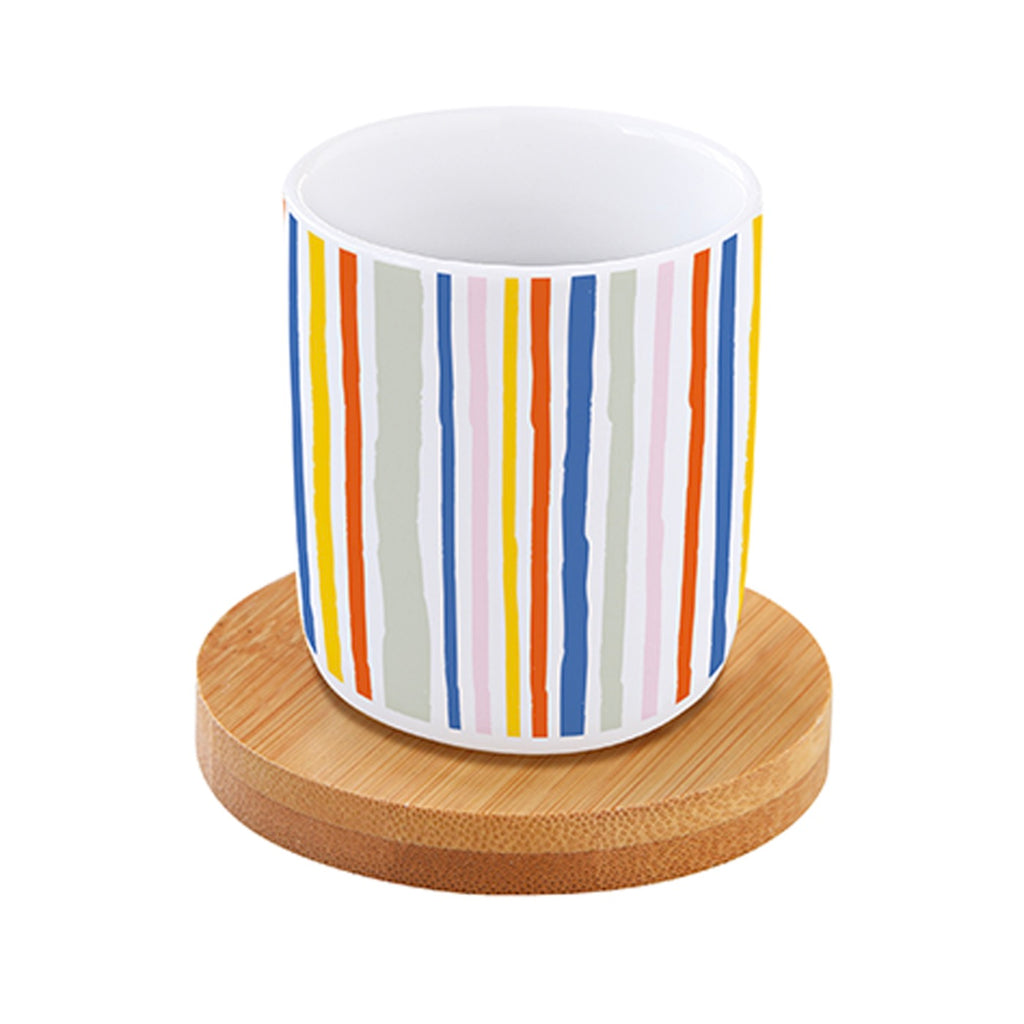 Tutti Frutti - Set De 6 Tasses À Café Avec Soucoupes En Bambou - Porcelaine Et Bambou - Multicolore