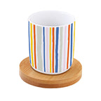 Tutti Frutti - Set De 6 Tasses À Café Avec Soucoupes En Bambou - Porcelaine Et Bambou - Multicolore