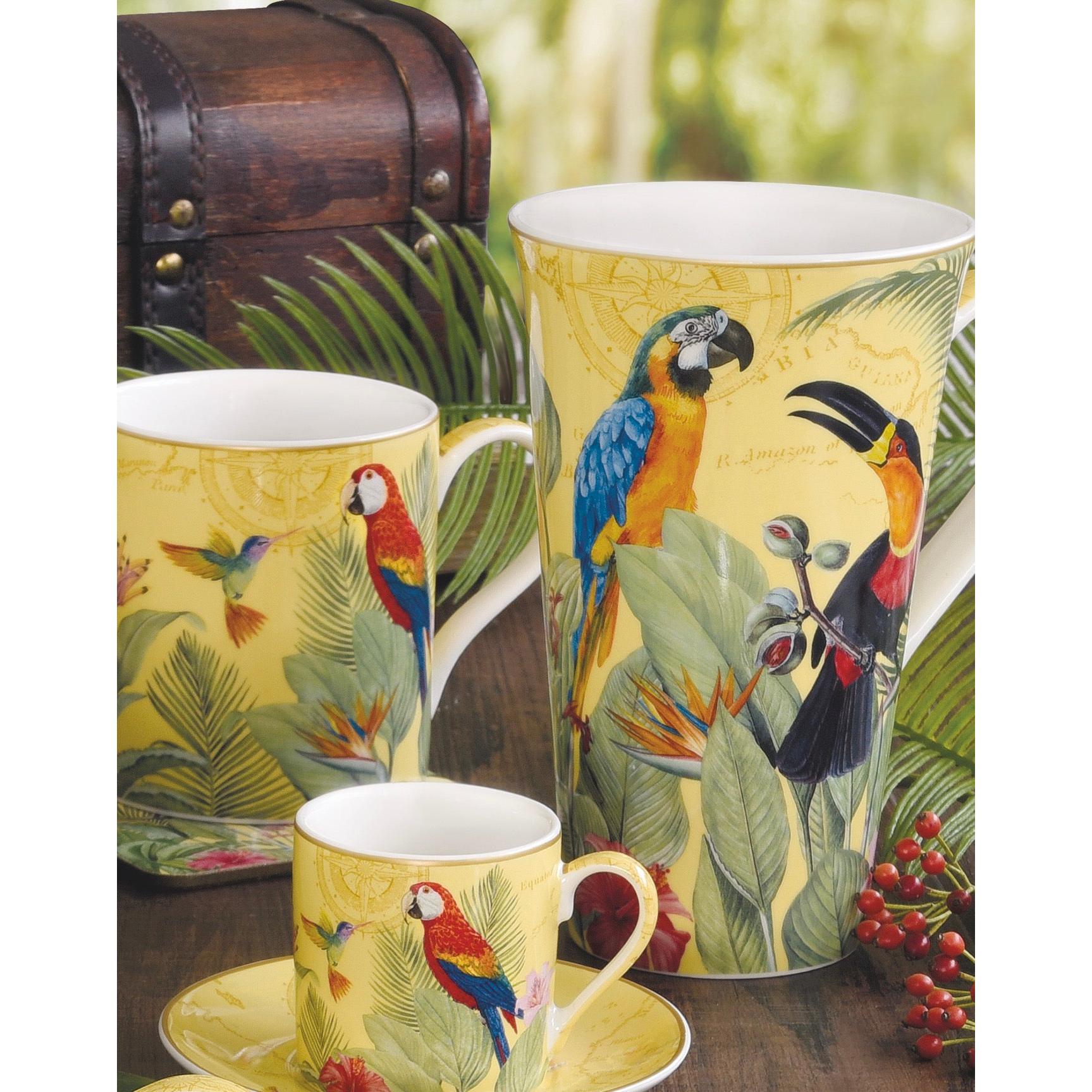 Exotic Paradise - Set De 2 Tasses À Café Avec Soucoupes - Porcelaine - Multicolore