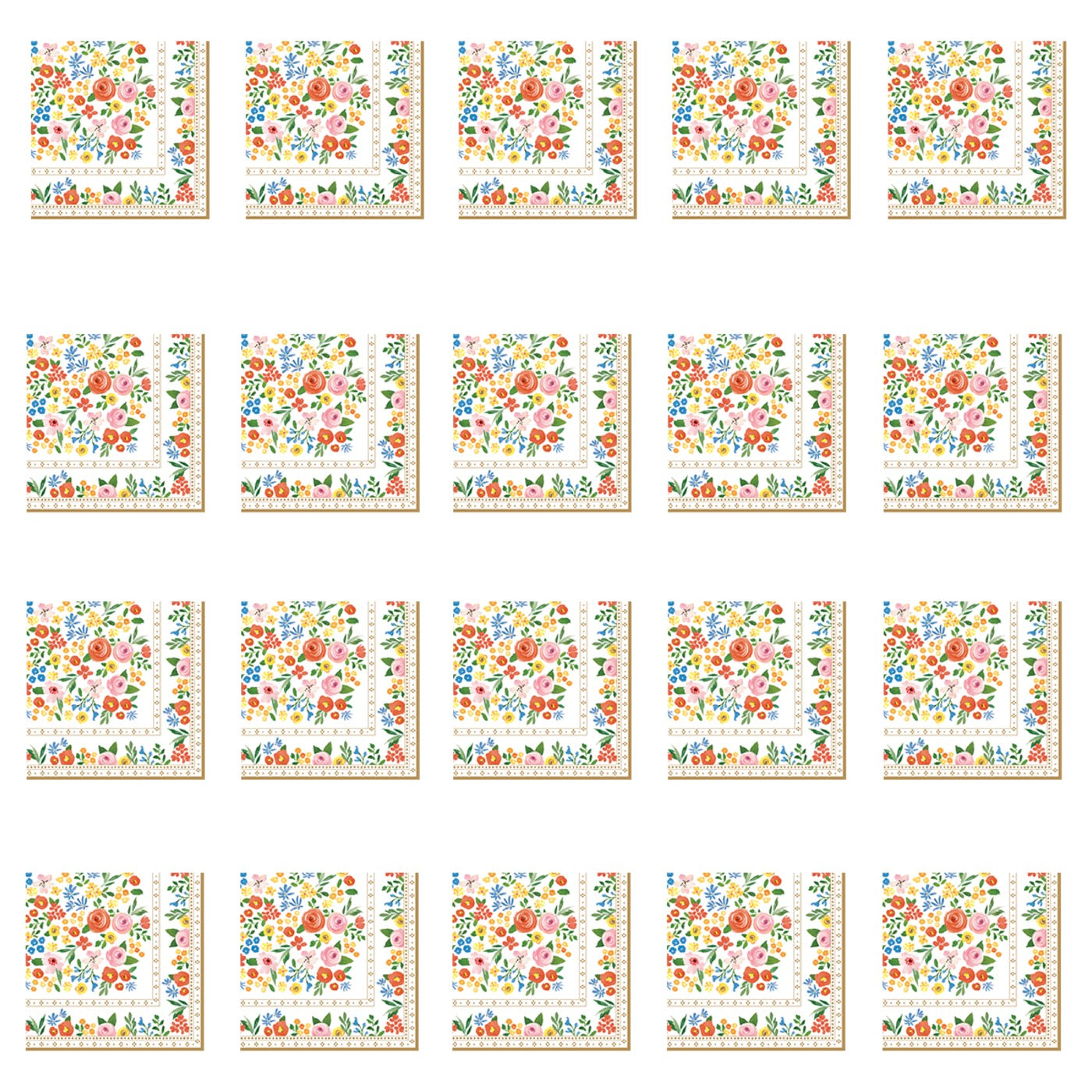 Boho Flowers - Lot De 20 Serviettes En Papier - Papier 3 Plis - Multicolore