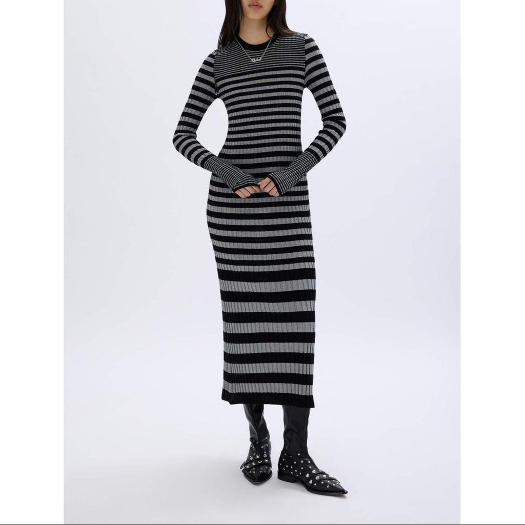 Robe - Raye Noir/Argent - Femme