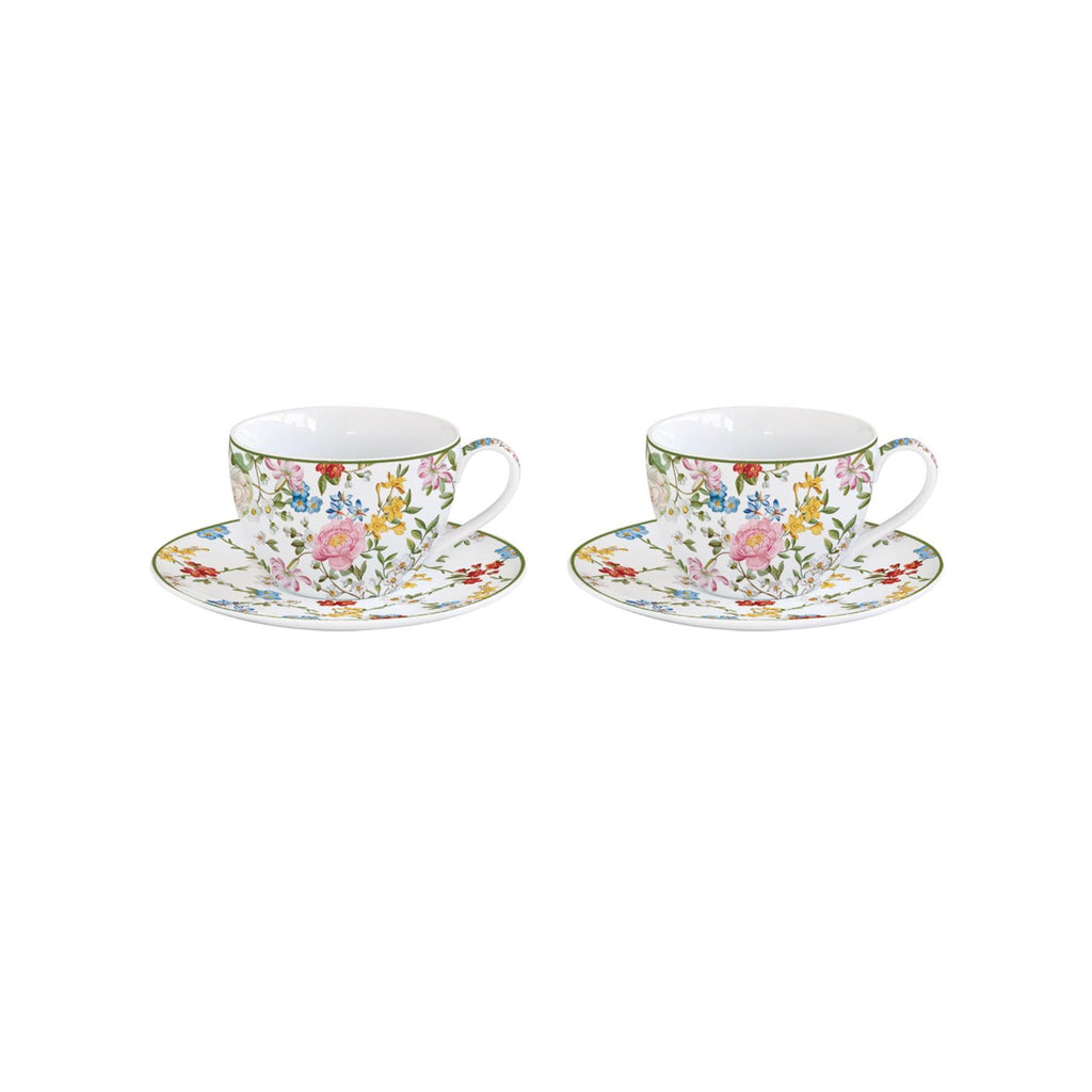 Garden Dreams - Set De 2 Tasses À Café Avec Soucoupes - Porcelaine - Multicolore