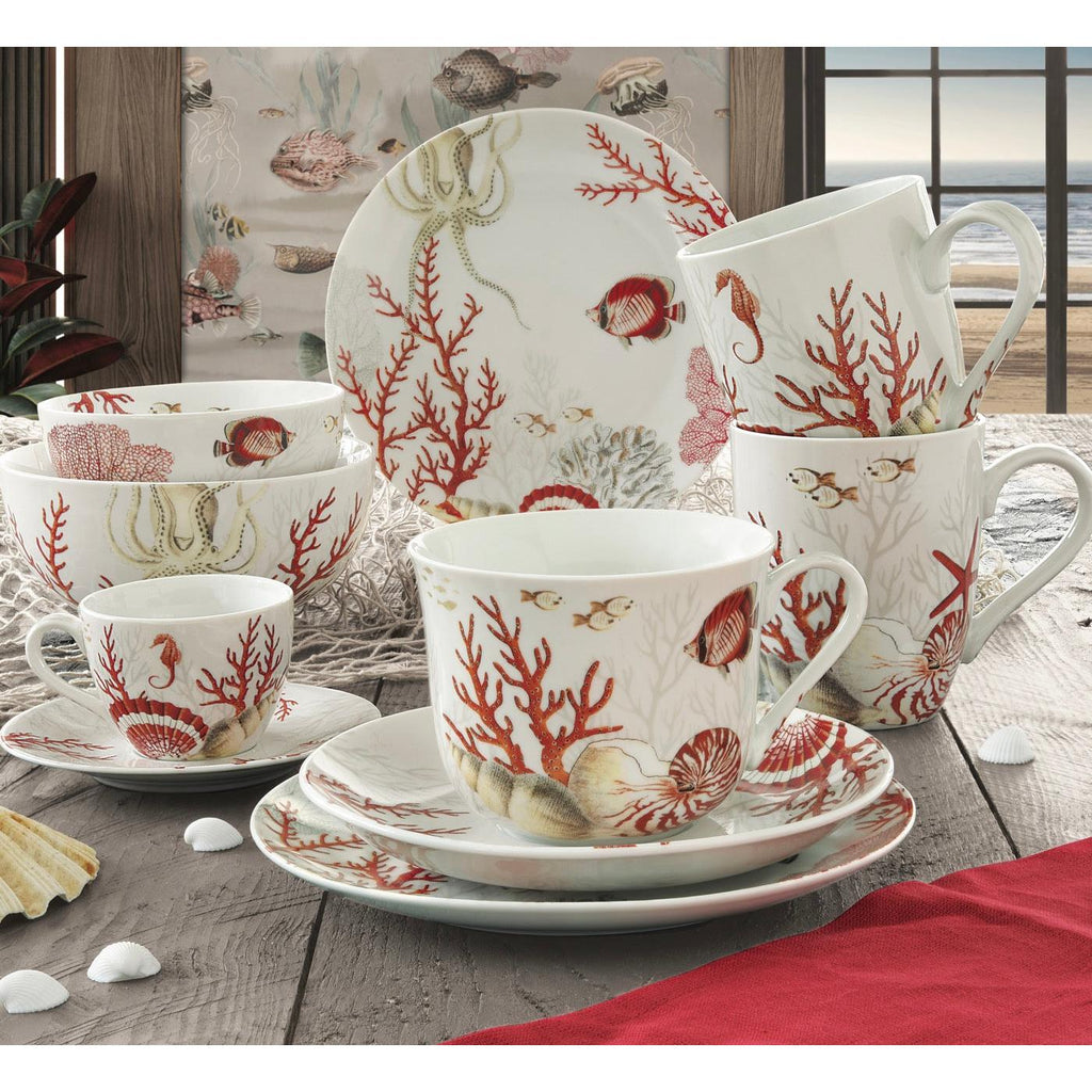 Coral Reef - Set De 2 Tasses À Café Avec Soucoupes - Porcelaine - Multicolore