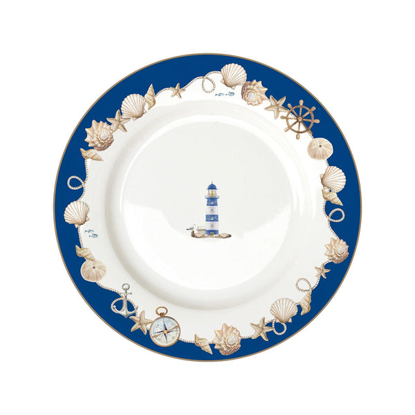 Blue Lighthouse - Set De 6 Assiettes Plates - Porcelaine - Multicolore