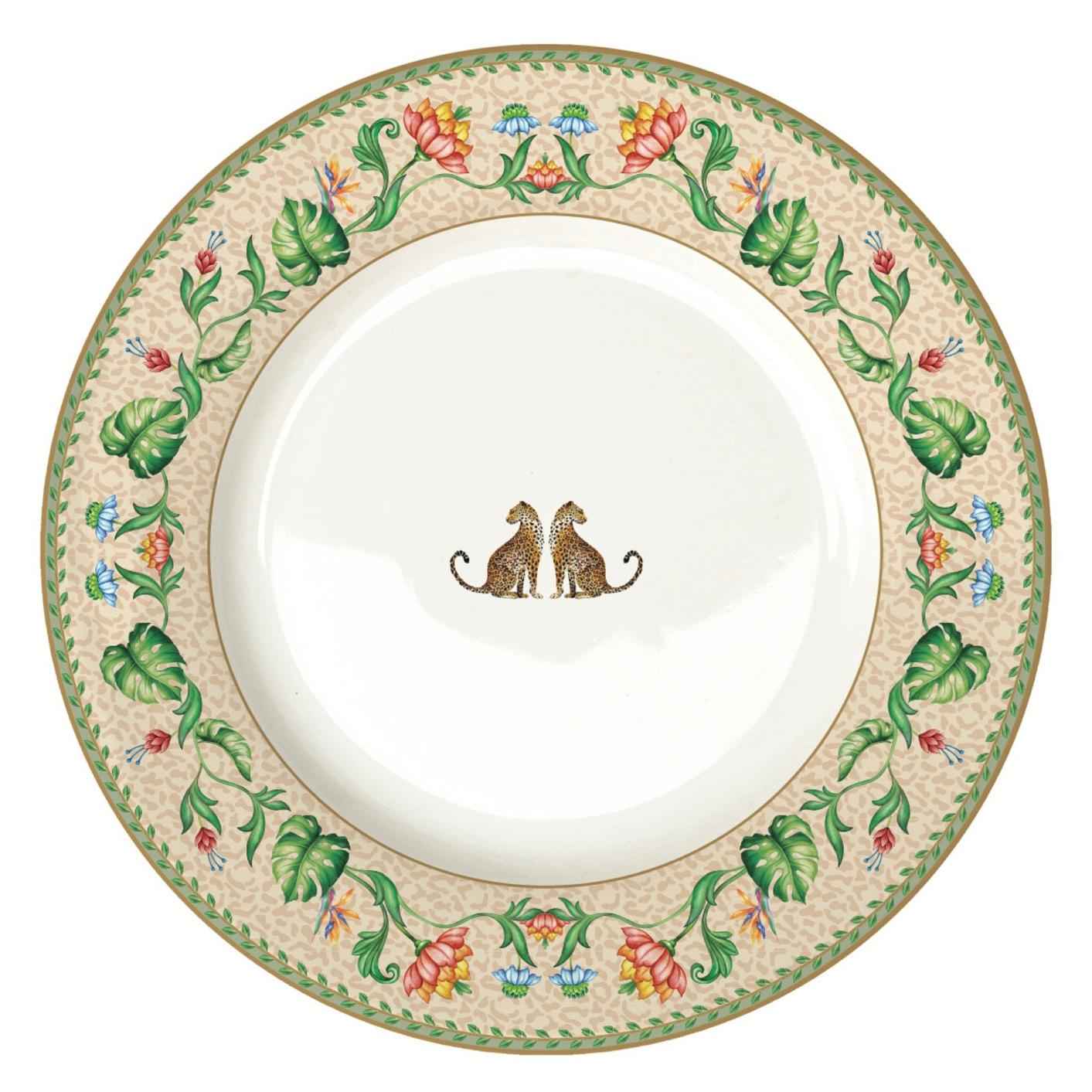 Jungle Vibes - Set De 6 Assiettes Plates - Porcelaine - Multicolore