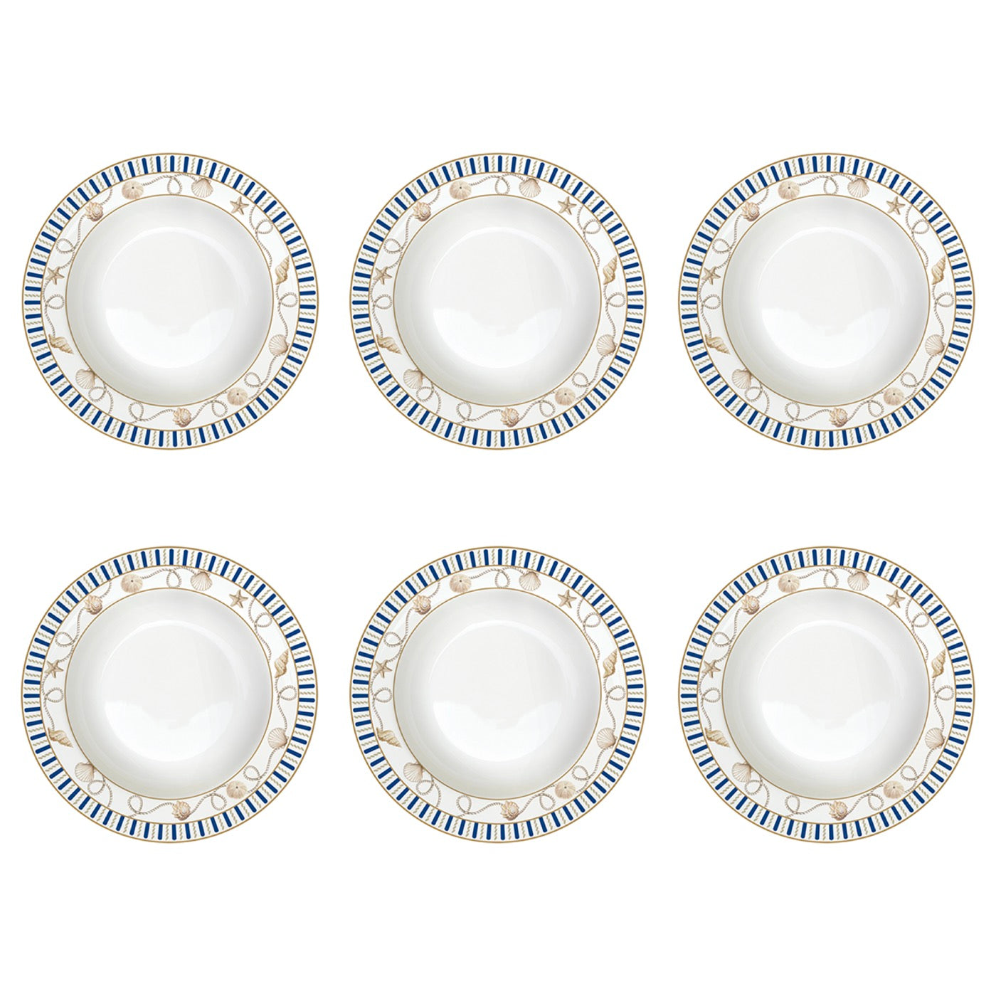 Blue Lighthouse - Set De 6 Assiettes Creuses - Porcelaine - Multicolore