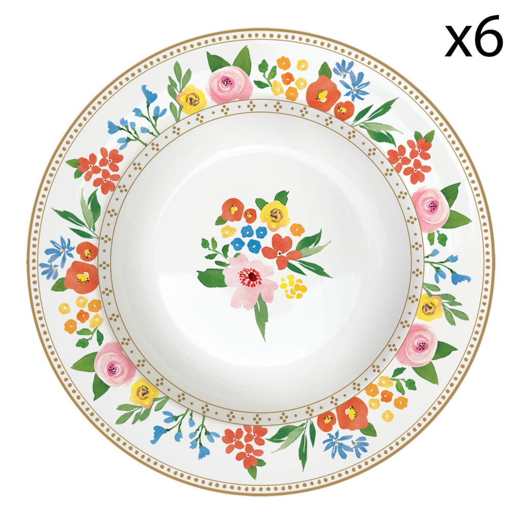 Boho Flowers - Set De 6 Assiettes Creuses - Porcelaine - Multicolore