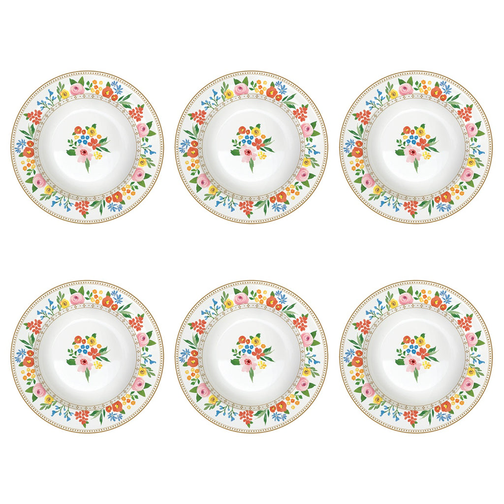 Boho Flowers - Set De 6 Assiettes Creuses - Porcelaine - Multicolore