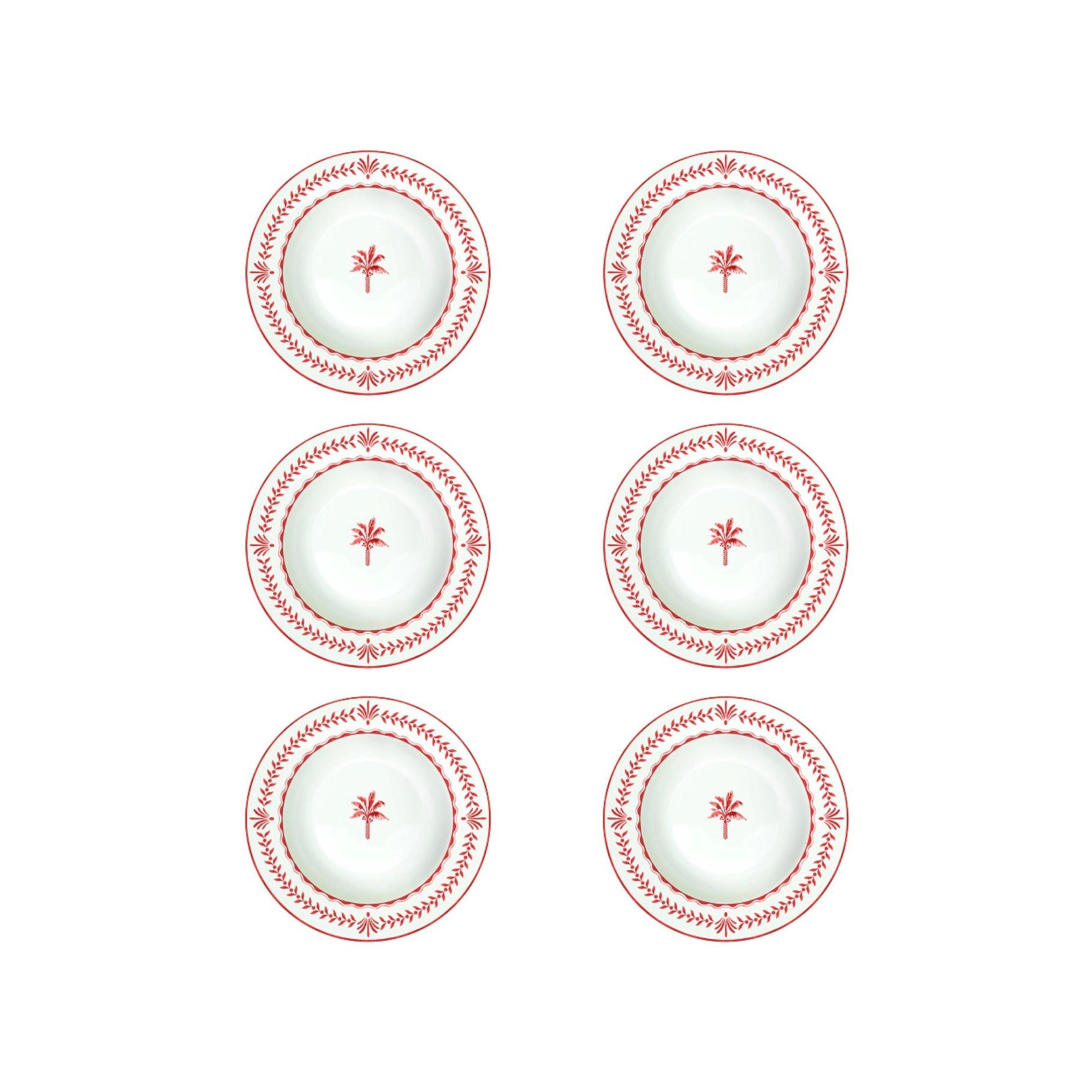 Exotic Vibes - Set De 6 Assiettes Creuses - Porcelaine - Multicolore