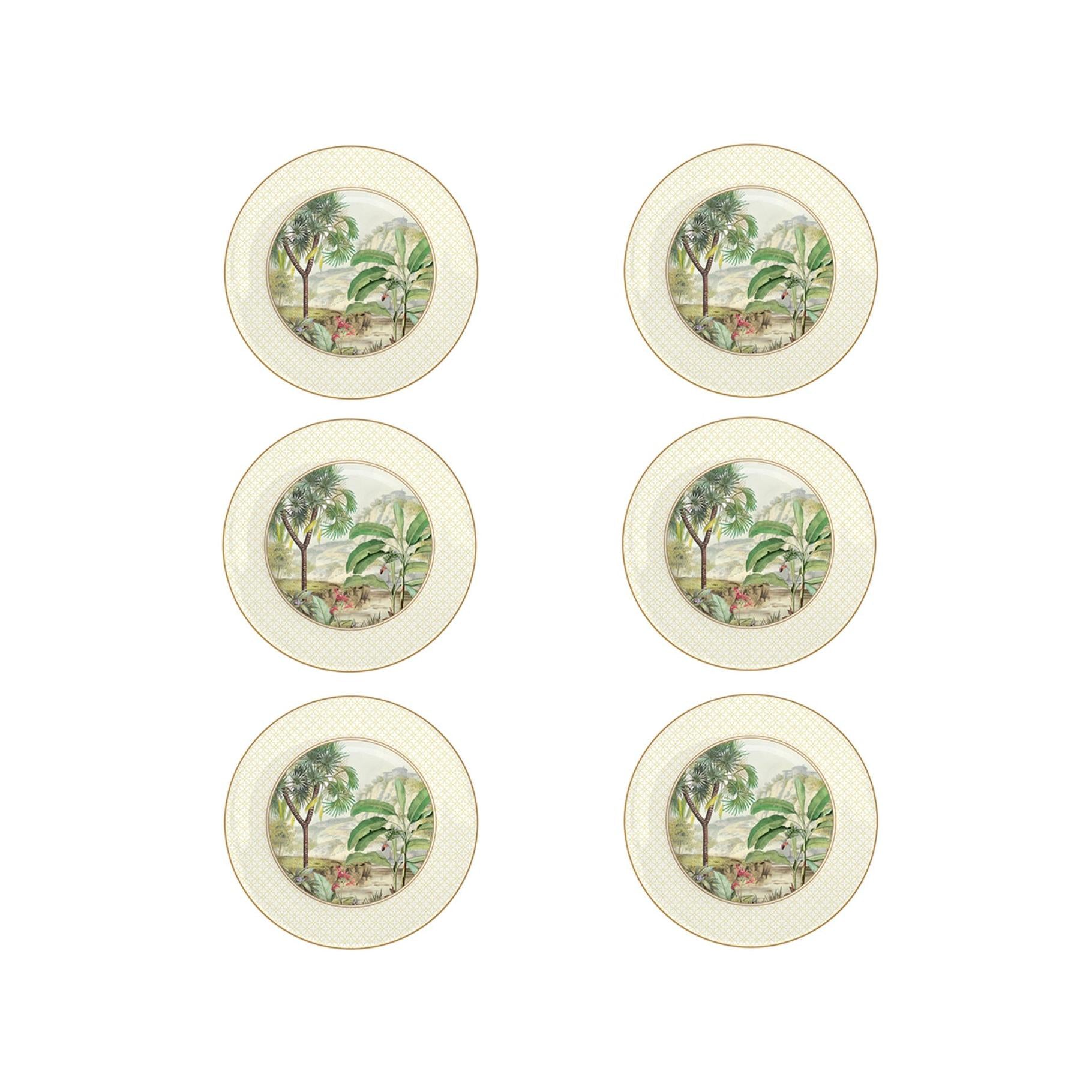Ceylon - Set De 6 Assiettes À Dessert - Porcelaine - Multicolore
